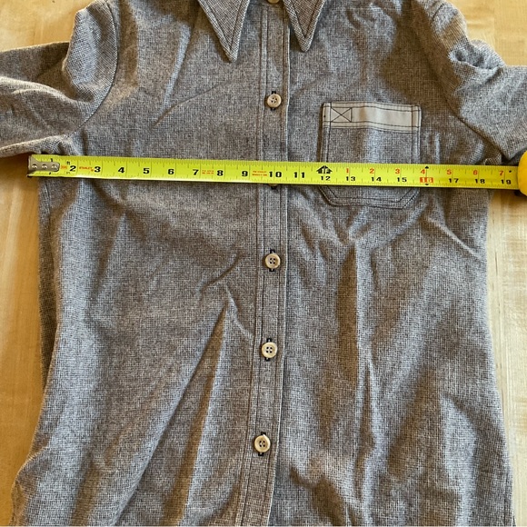 Vintage 1970s Leslie Fay Personals Wool Blend Shirt | Elbow Patch Overshirt - Picture 15 of 16